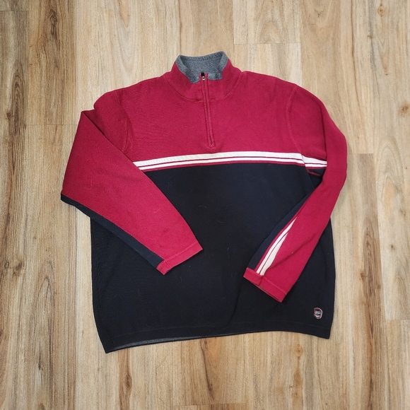 Eddie Baurer Men's Red and Black Half-Zip Sweater - Picture 1 of 2